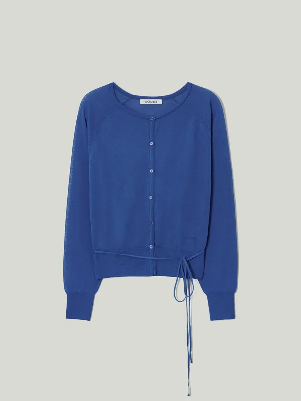 Sheer Cotton Strap Cardigan Cobalt Blue
