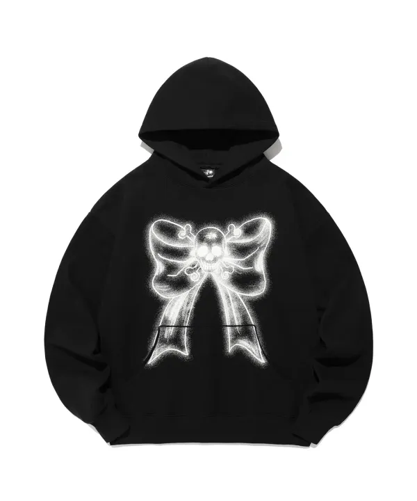 skull ribbon hoodie[black]