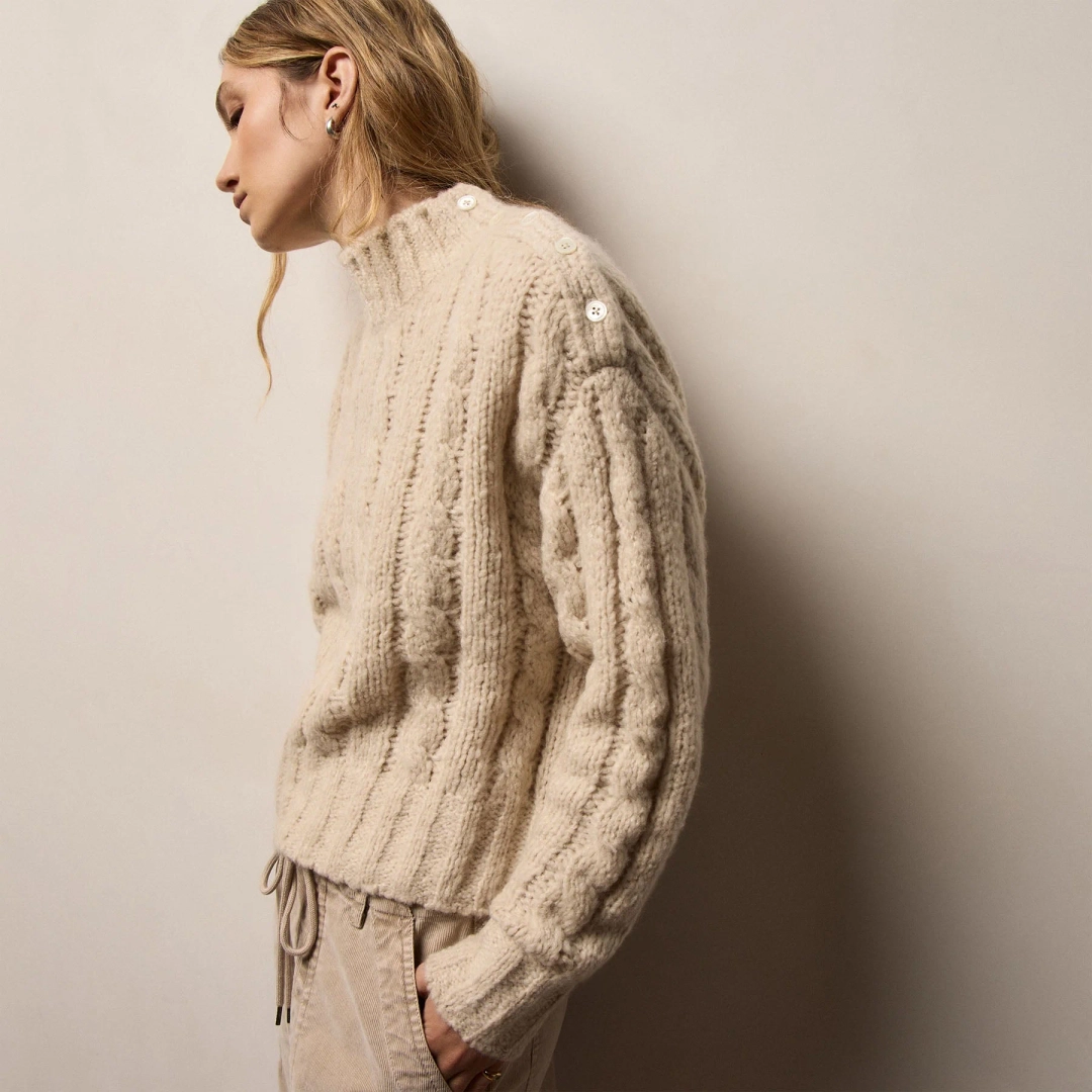 제임스펄스 Cashmere Silk Cable Knit Sweater - Biscotti 상품 이미지 1