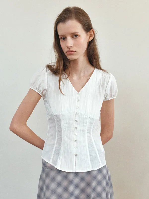 TIR LINE V-NECK BLOUSE_WHITE