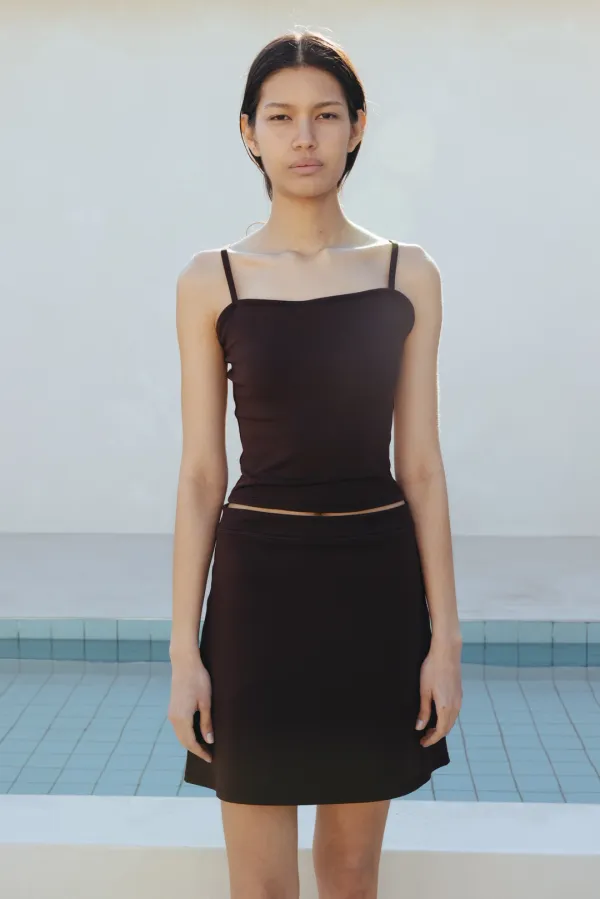 Plain Swim Skirt (Dark Brown)