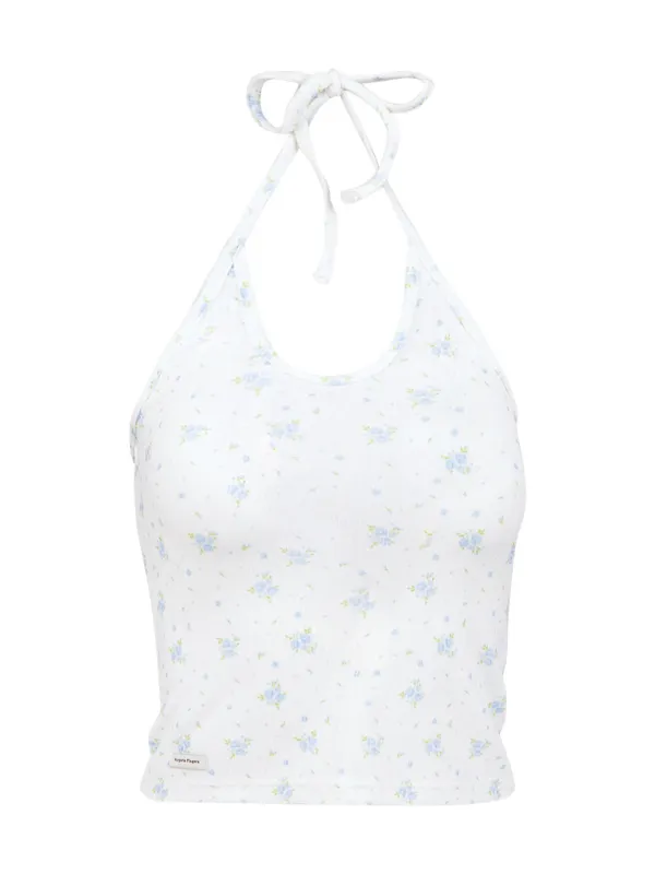 FLORAL HALTER TOP (LIGHT BLUE)