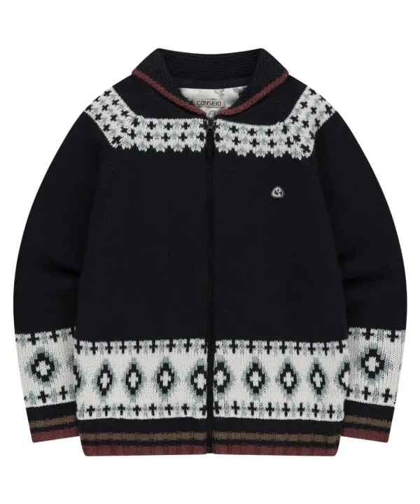 MOSSY COWICHAN KNIT JACKET NAVY