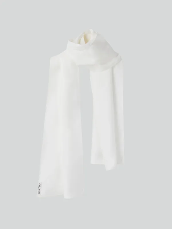 FLUID SILK TIE SCARF (IVORY)