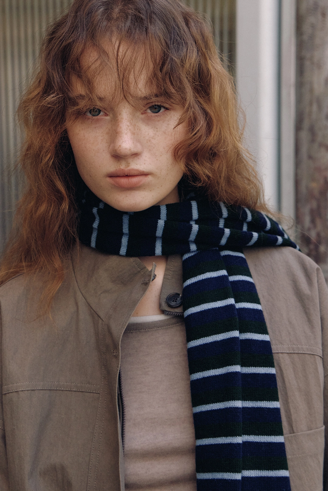 브렌다 브렌든 multi stripe muffler - green 상품 이미지 1