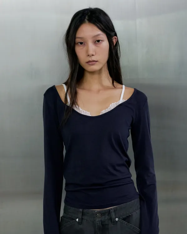 CAMISOLE LAYERED TEE - NAVY