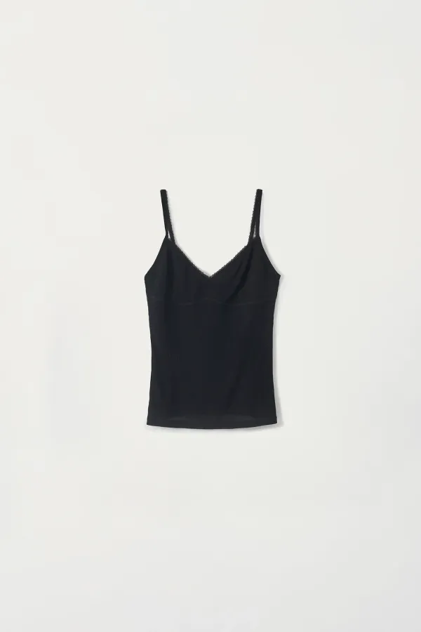 2ND / Lace trim cami top (Black)