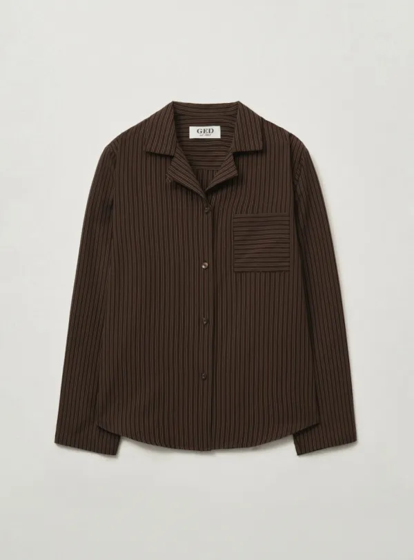 ALLEN STRIPE SHIRT - BROWN