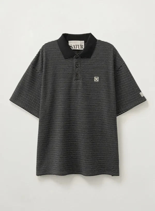 Stripe Collar T-Shirt - Black