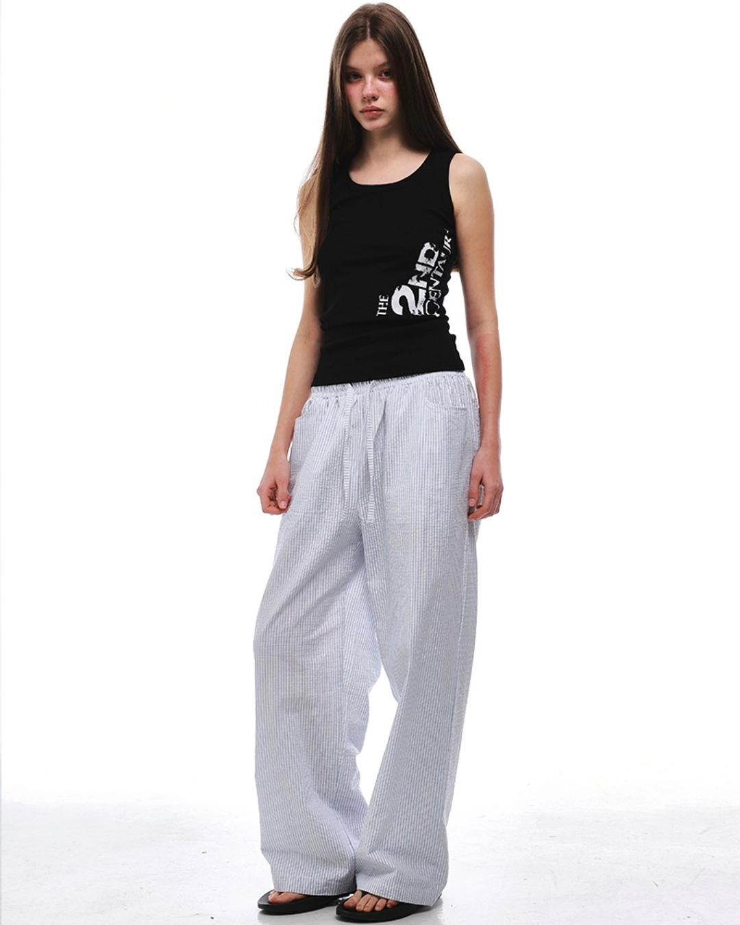 센토르 SEERSUCKER STRIPE PANTS_WHITE 상품 이미지 1