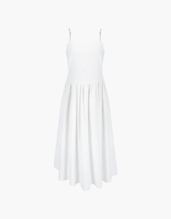 back point sleeveless long one-piece - white