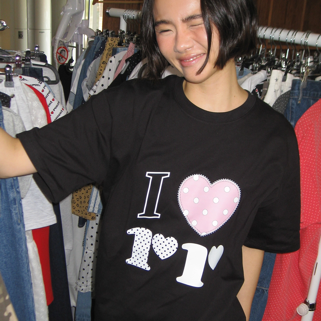 론론 I LUV RR OVER FIT T SHIRT BLACK 상품 이미지 1