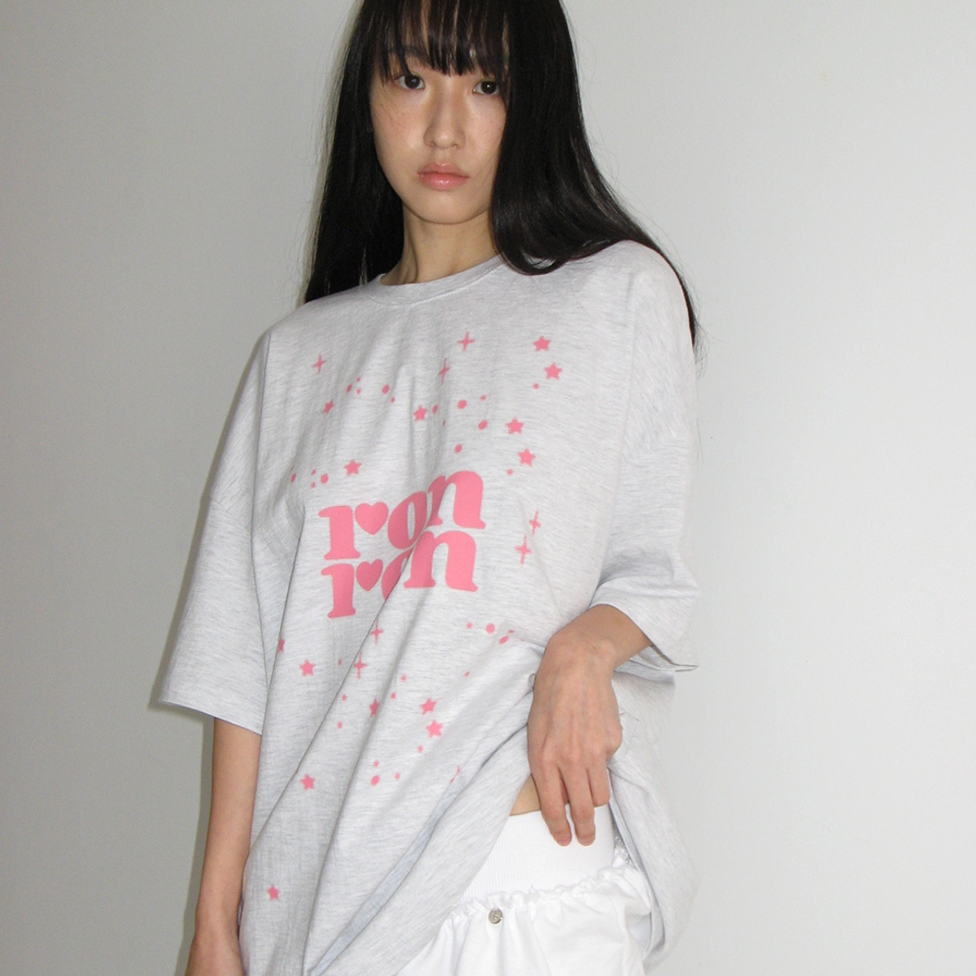 론론 MILKY WAY BOX FIT T SHIRT WHITE MELANGE 상품 이미지 1