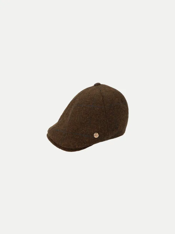 TEDDYGIRL HUNTING CAP CHECKED MUD BROWN