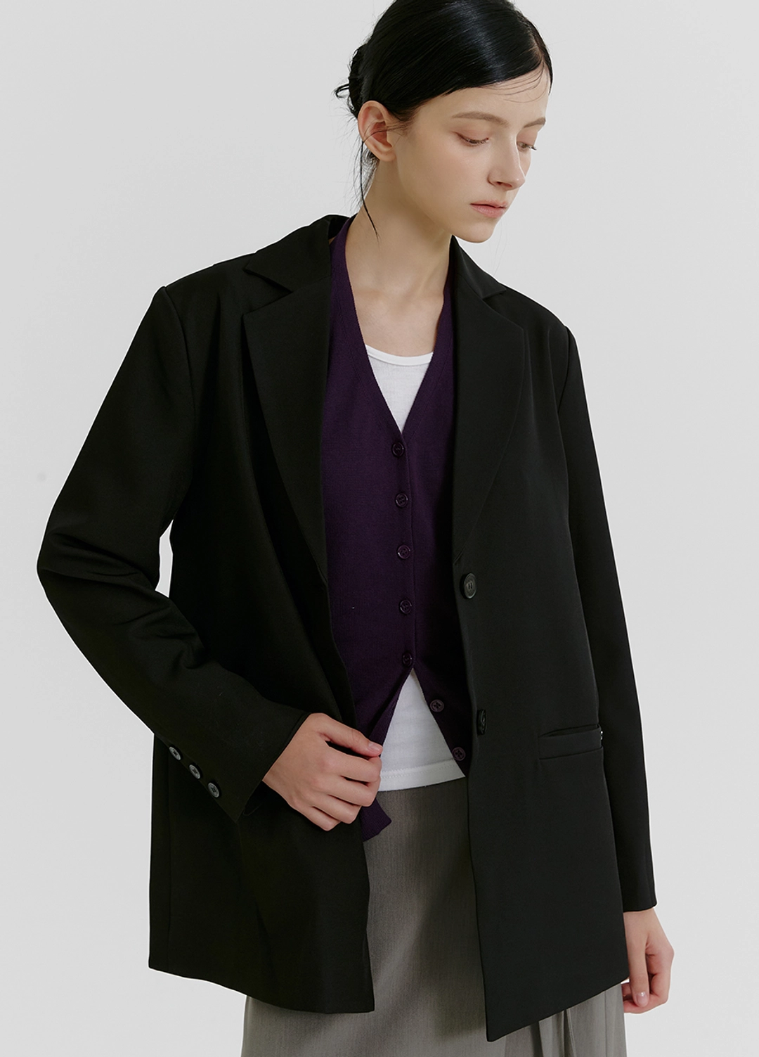 미케네 [44-120]  Oda Slit Overfit Jacket  오다 슬릿 오버핏 자켓 (가을-봄-하객룩-클래식-출근룩-오피스룩-격식룩-데일리룩-데이트룩-오버핏-테일러드자켓-시즌리스-베이직-클래식-하프자켓-자체제작) 상품 이미지 1