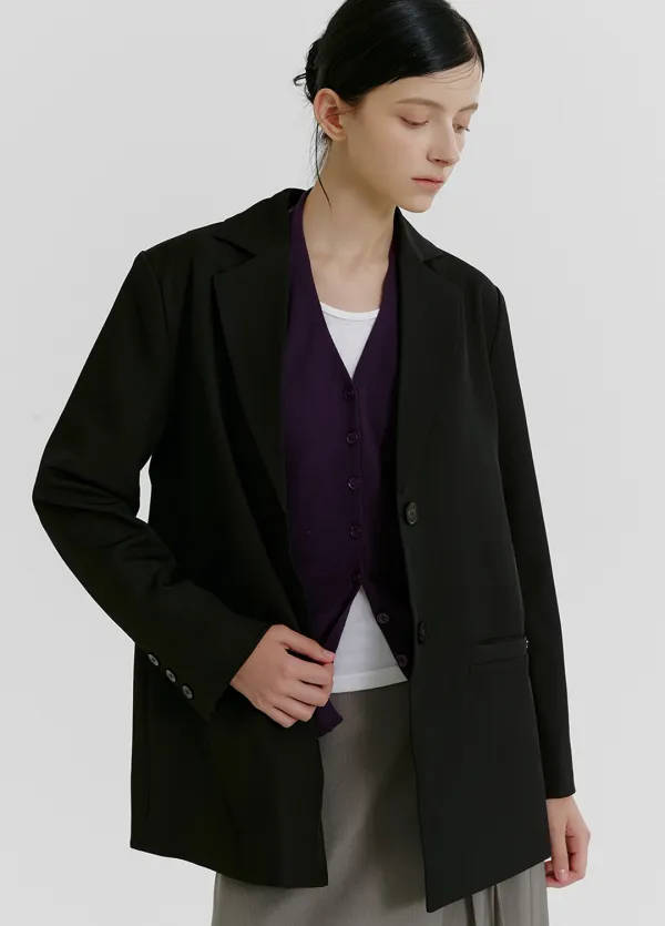 [44-120]  Oda Slit Overfit Jacket  오다 슬릿 오버핏 자켓 (가을-봄-하객룩-클래식-출근룩-오피스룩-격식룩-데일리룩-데이트룩-오버핏-테일러드자켓-시즌리스-베이직-클래식-하프자켓-자체제작)