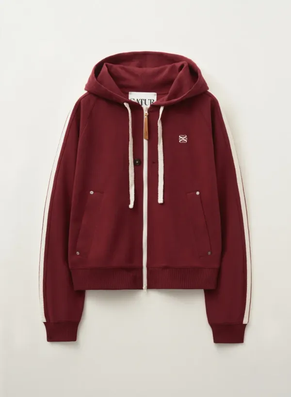Lawton Loose Fit Hood Zip-up - Burgundy