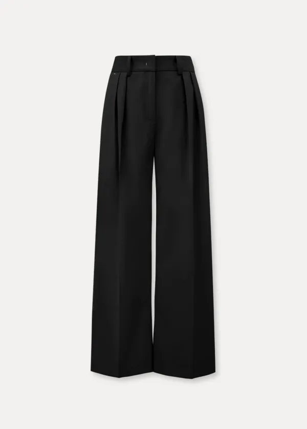 CHIXLABEL H 26S/S 제인 투턱 와이드 팬츠 - Black