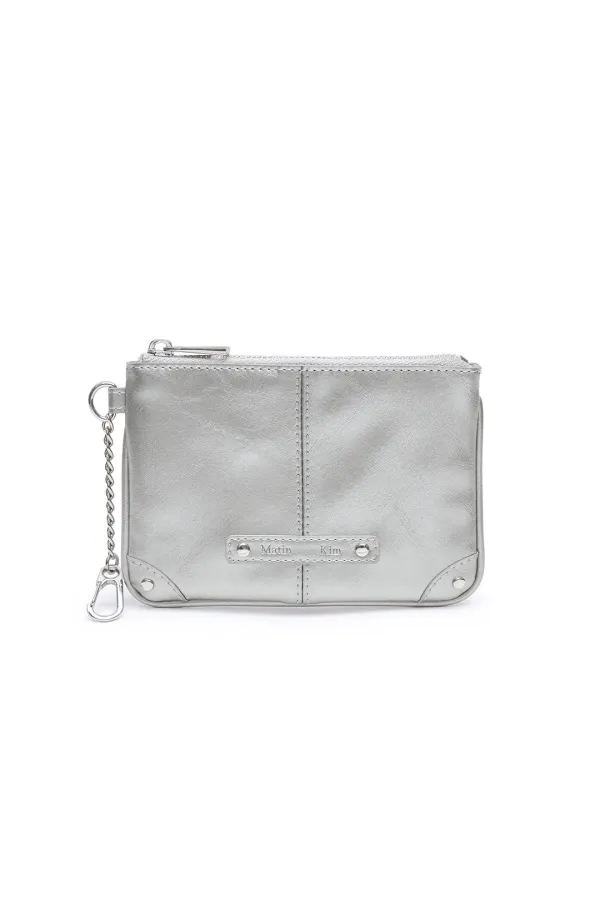 RIVET POINT MINI COIN WALLET IN DARK SILVER