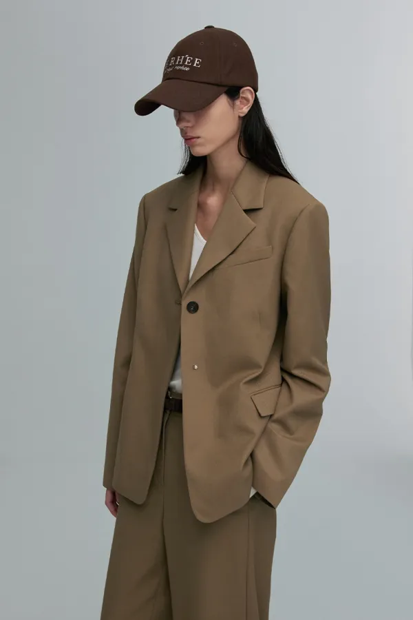 WOOL BLEND OVERSIZED BLAZER TAUPE