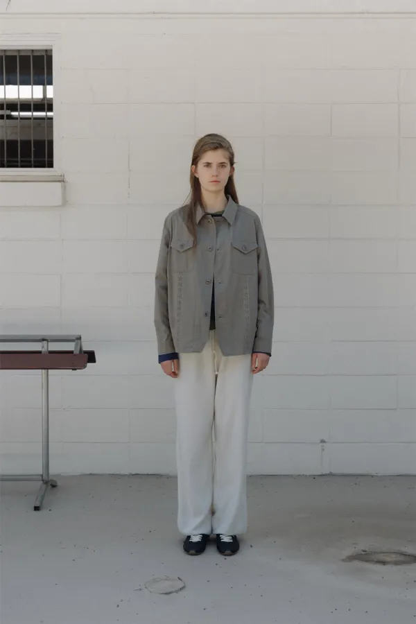 Buzzi lace trimming shirt jacket (khaki)