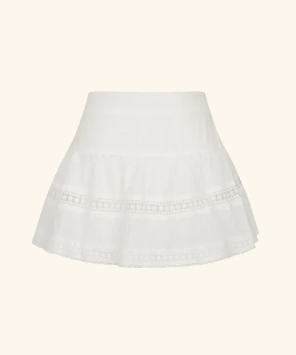 River Lace Flare Skirt ( White )