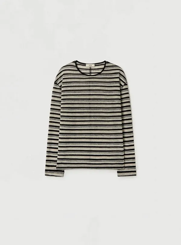 [4TH] STRIPE LONG SLEEVE TOP - BLACK