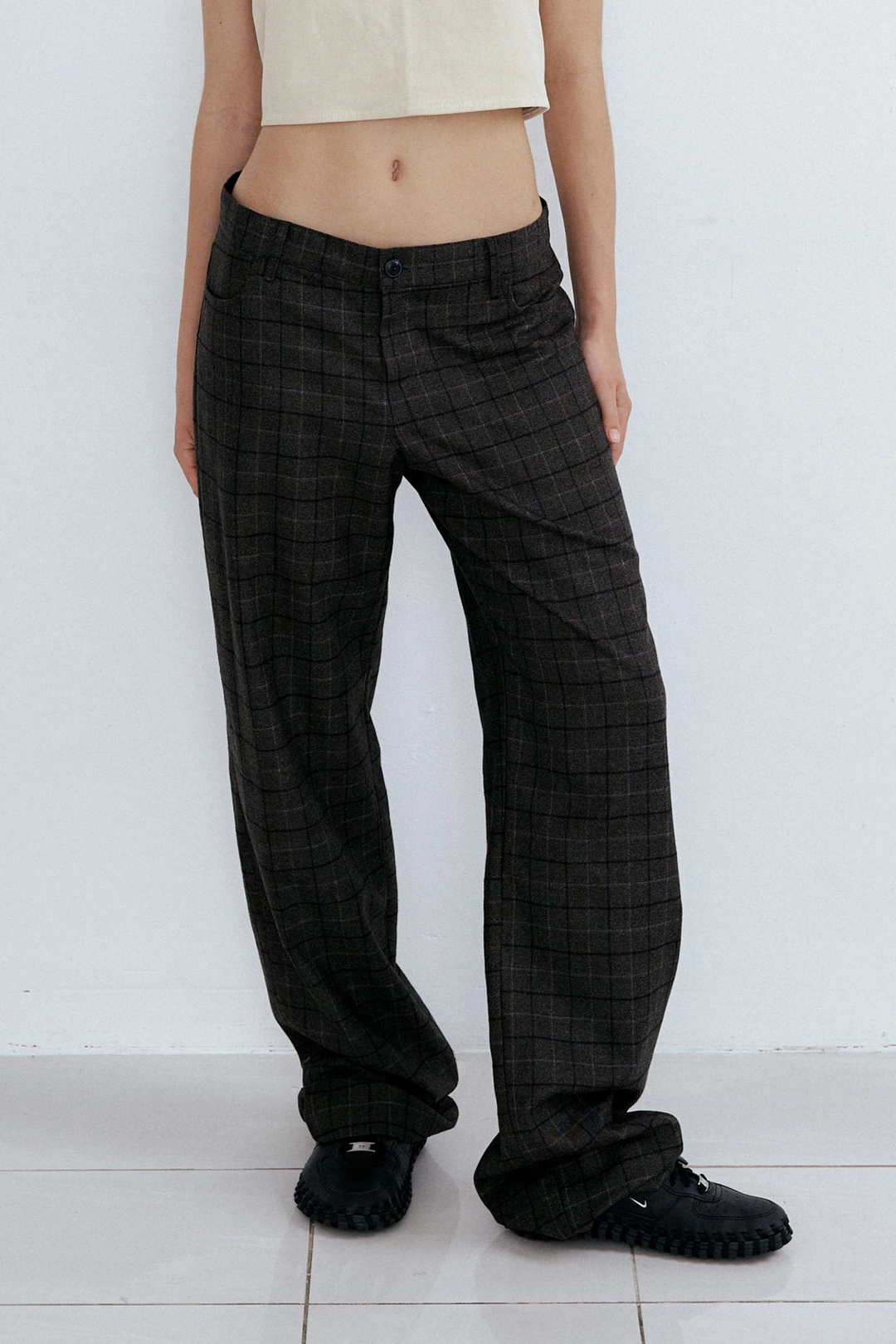 포지프레클즈 Low Check Pants_Dark Grey 상품 이미지 2