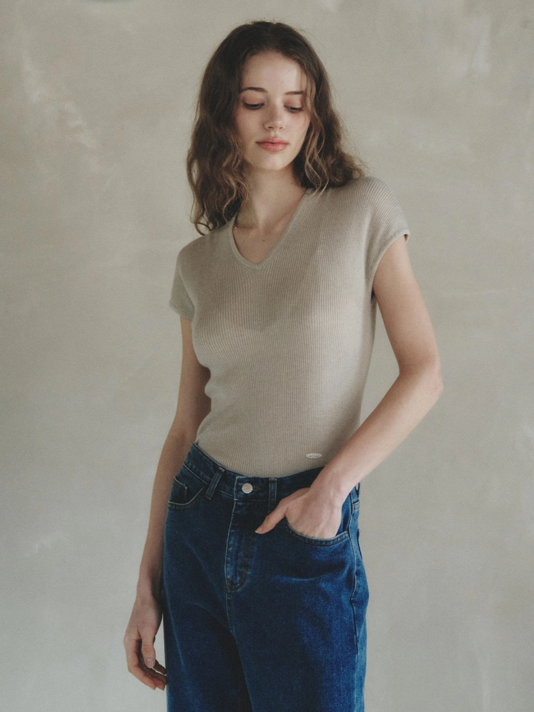 르니나 LONDI v-neck wool knit_beige 상품 이미지 1