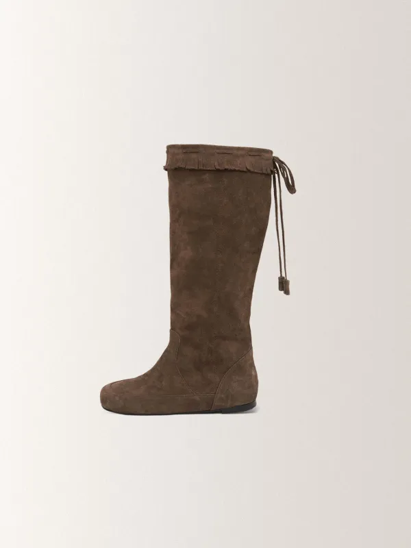 SUEDE TESSLE LONG BOOTS [ BROWN ]