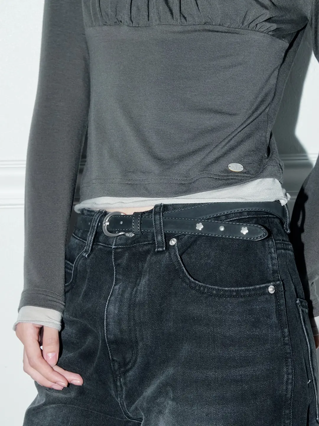 마가린핑거스 RIVET LEATHER BELT (BLACK) 상품 이미지 2
