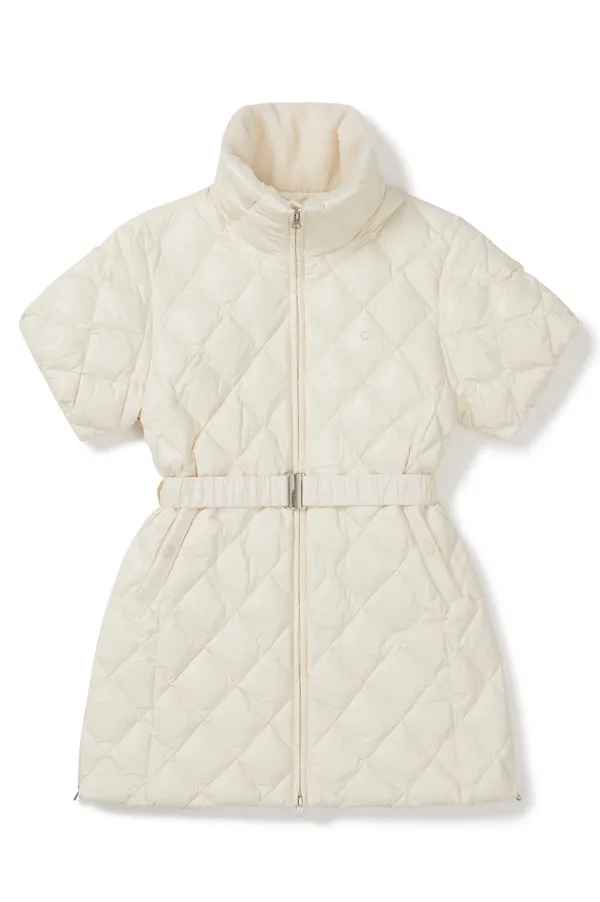 [25FW clove] Belted Long Goose Down Jacket (Ivory)