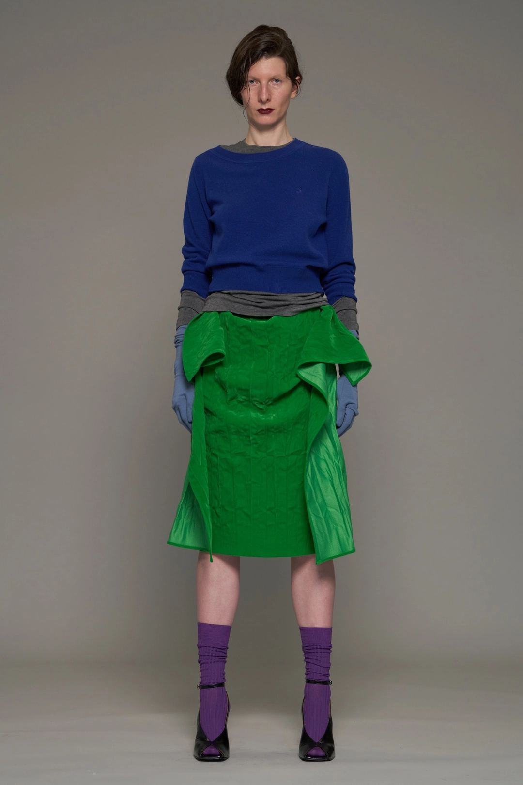 푸쉬버튼 FW26 BLUE LAYERED GLOVE DETAIL KNIT TOP 상품 이미지 1