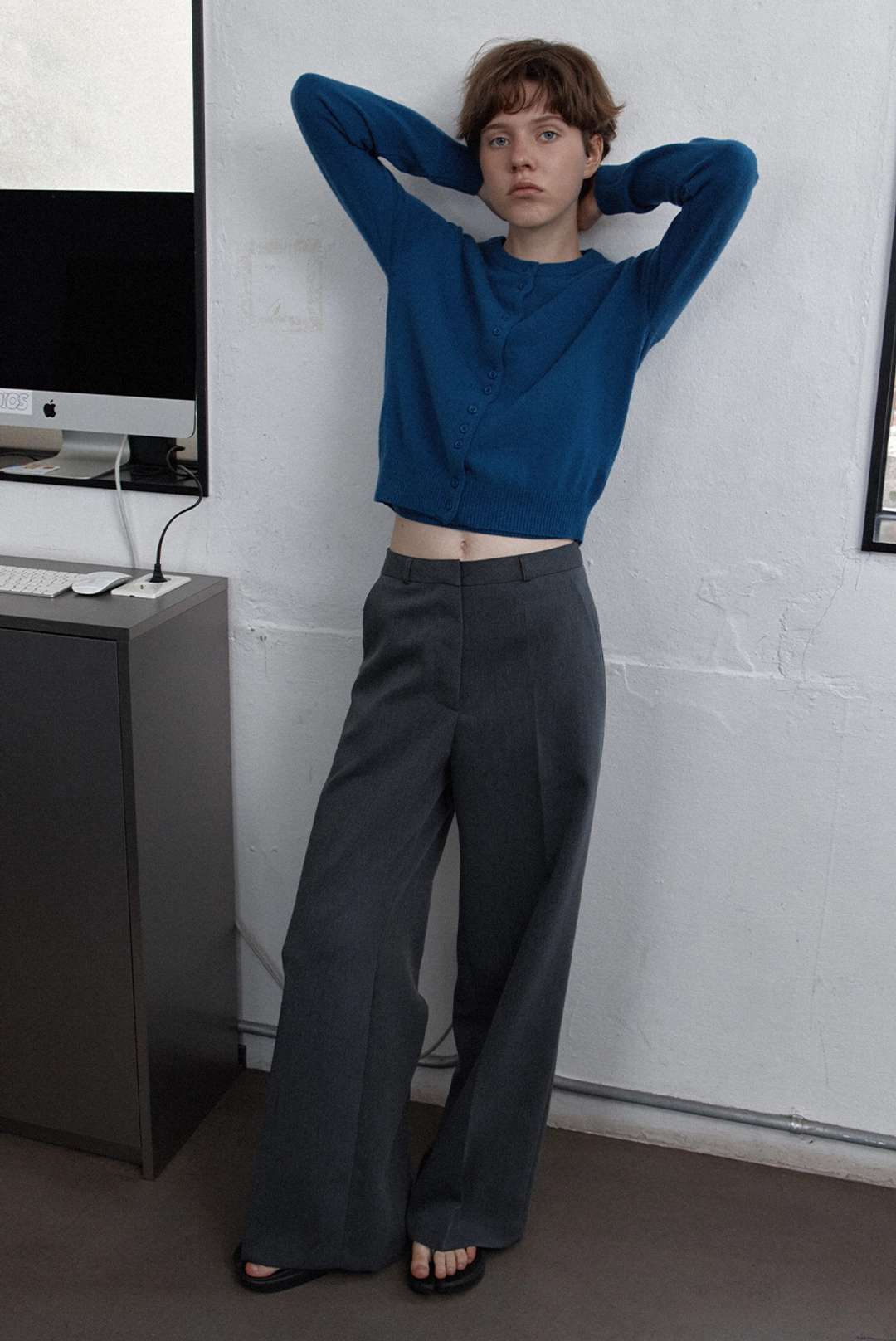 브렌다 브렌든 monet wide slacks - gray 상품 이미지 2