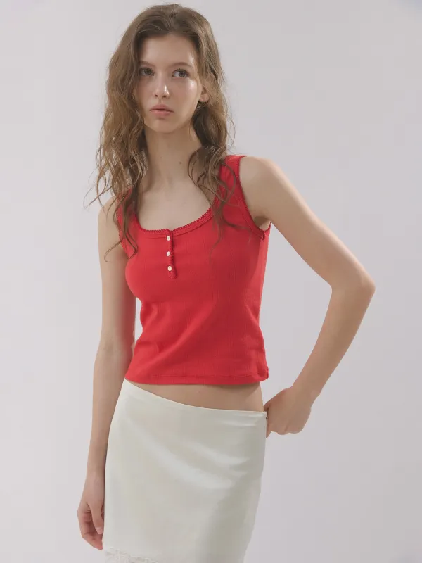 picot pointelle camisole (tomato)