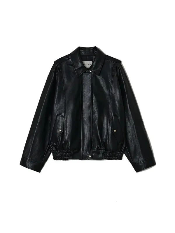 Vegan Leather Blouson Jumper Black