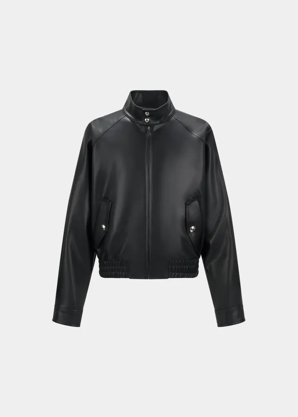 HARRINGTON ENGLISH FAUX LEATHER BLOUSON - BLACK