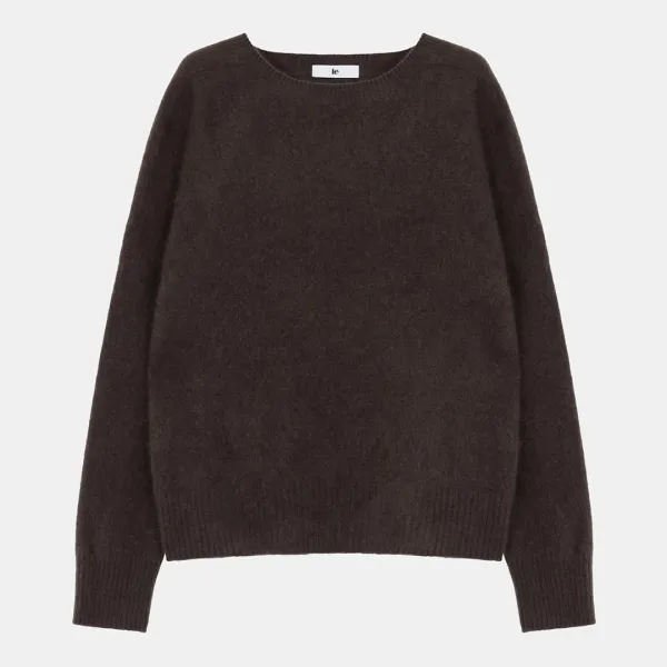 cashmere classic whole garment knitted pullover (brown)