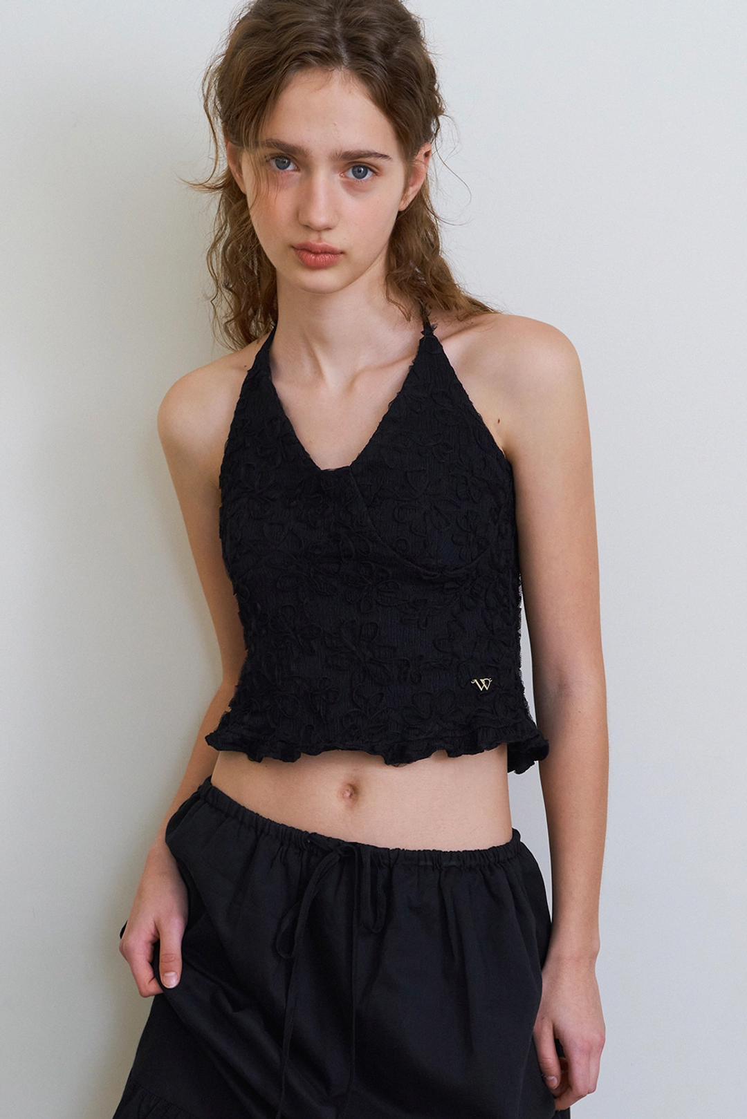 위드아웃썸머 Flower pattern halter top_black 상품 이미지 2
