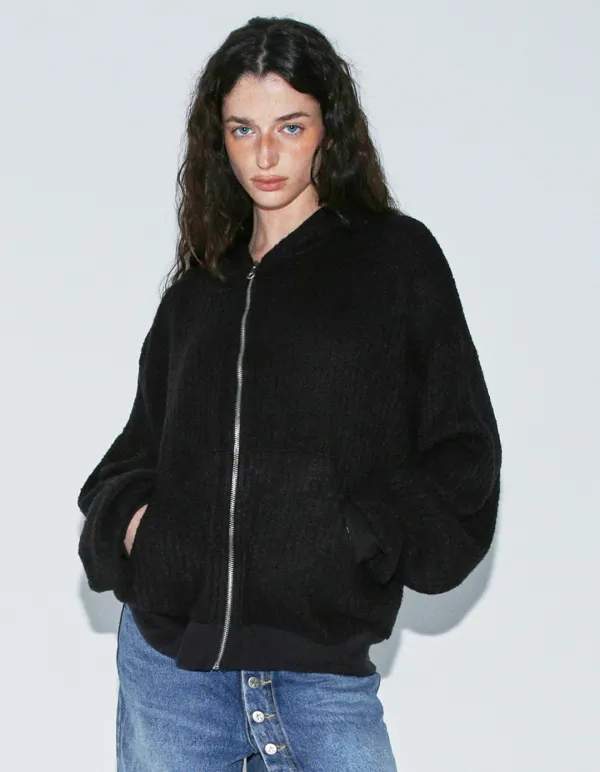 POLYSOOEM OVERSIZED HOODIE, BLACK