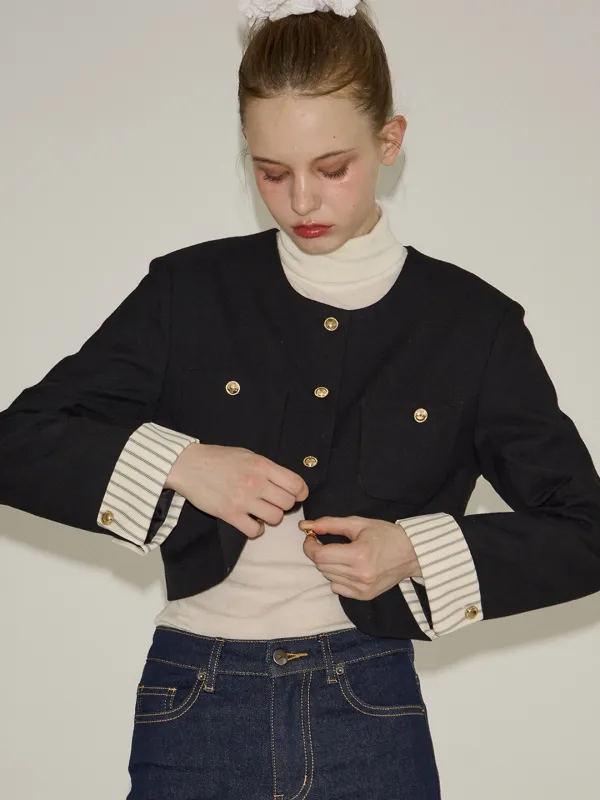 Cuffs Crop Jacket_ Black