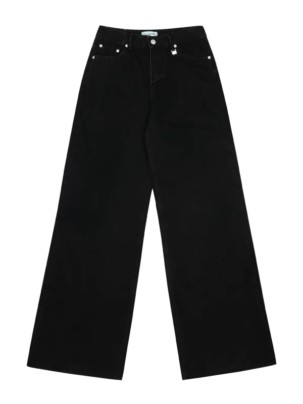 Low-Rise Maxi Wide Denim Jean - Dark Black