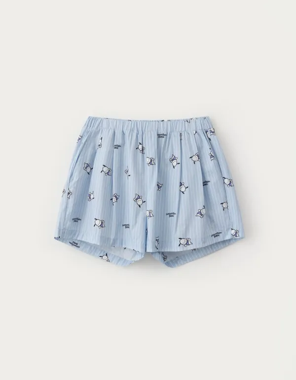 Pochacco Stripe Pajama Shorts - Light Blue