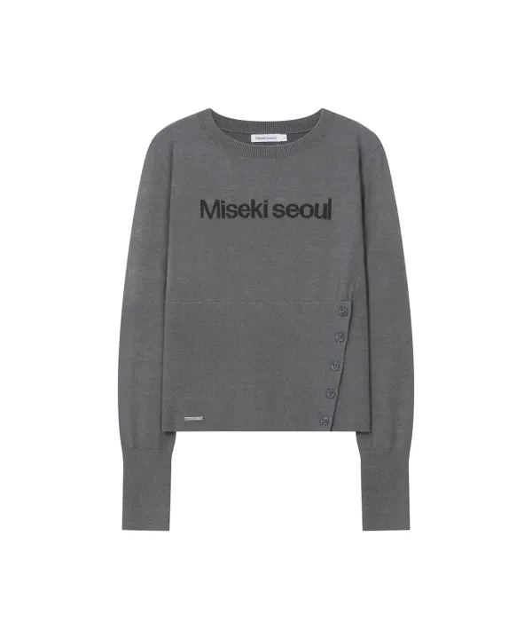 Logo fitted knit top CHARCOAL