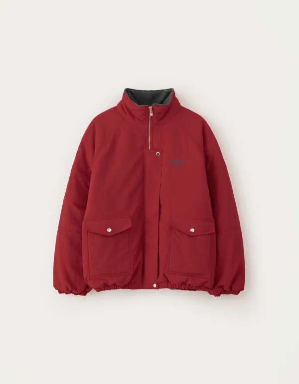 Fleece Over-Fit Padding Jumper - Red