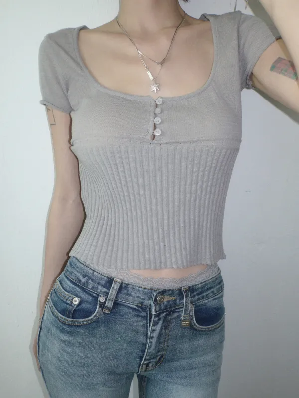 Linen Lily Crop Knit T - Short Sleeve