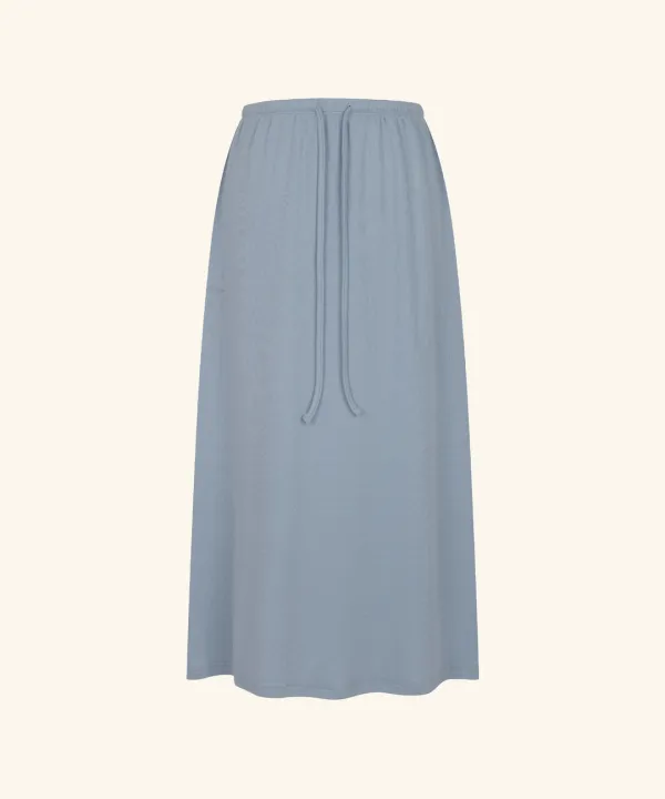 Letters Brushed Fleece Maxi Skirt (Sky Blue)