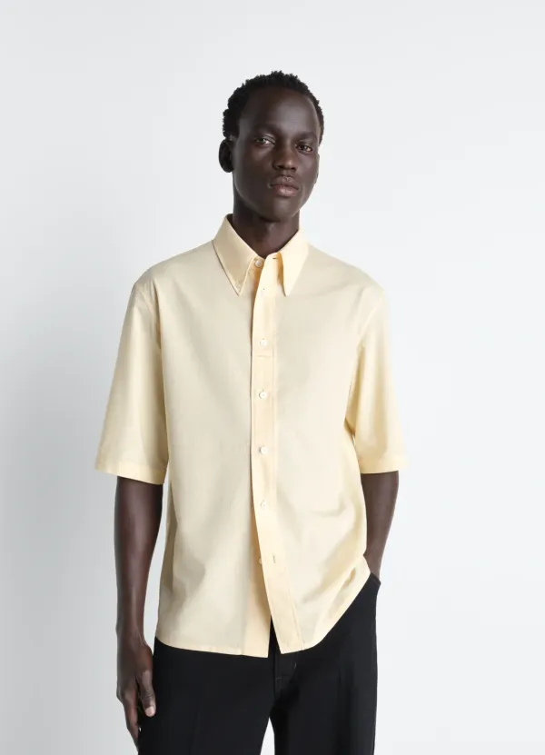 SHORT SLEEVE SHIRT IN WASHED COTTON MUSLIN