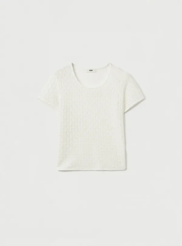 SCOOP-NECK LACE TOP - IVORY