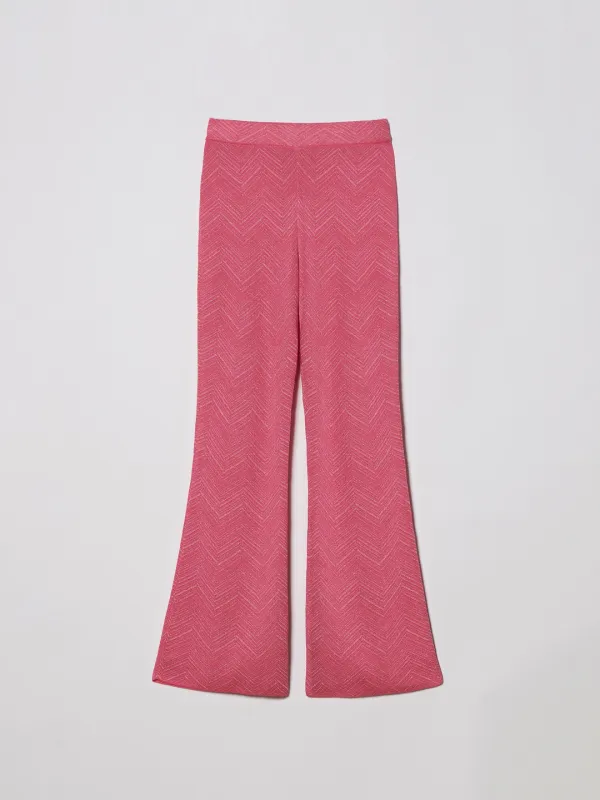 HERRINGBONE GLITTER KNIT PANTS [PINK]